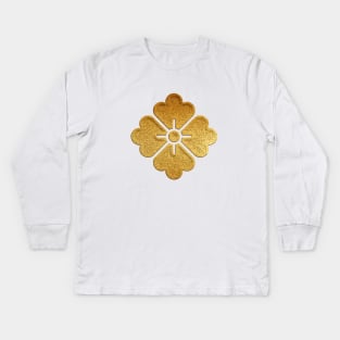 Gold Hana Kaku Kamon Kids Long Sleeve T-Shirt